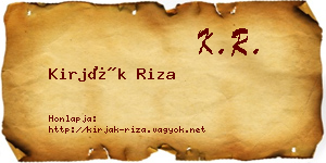 Kirják Riza névjegykártya